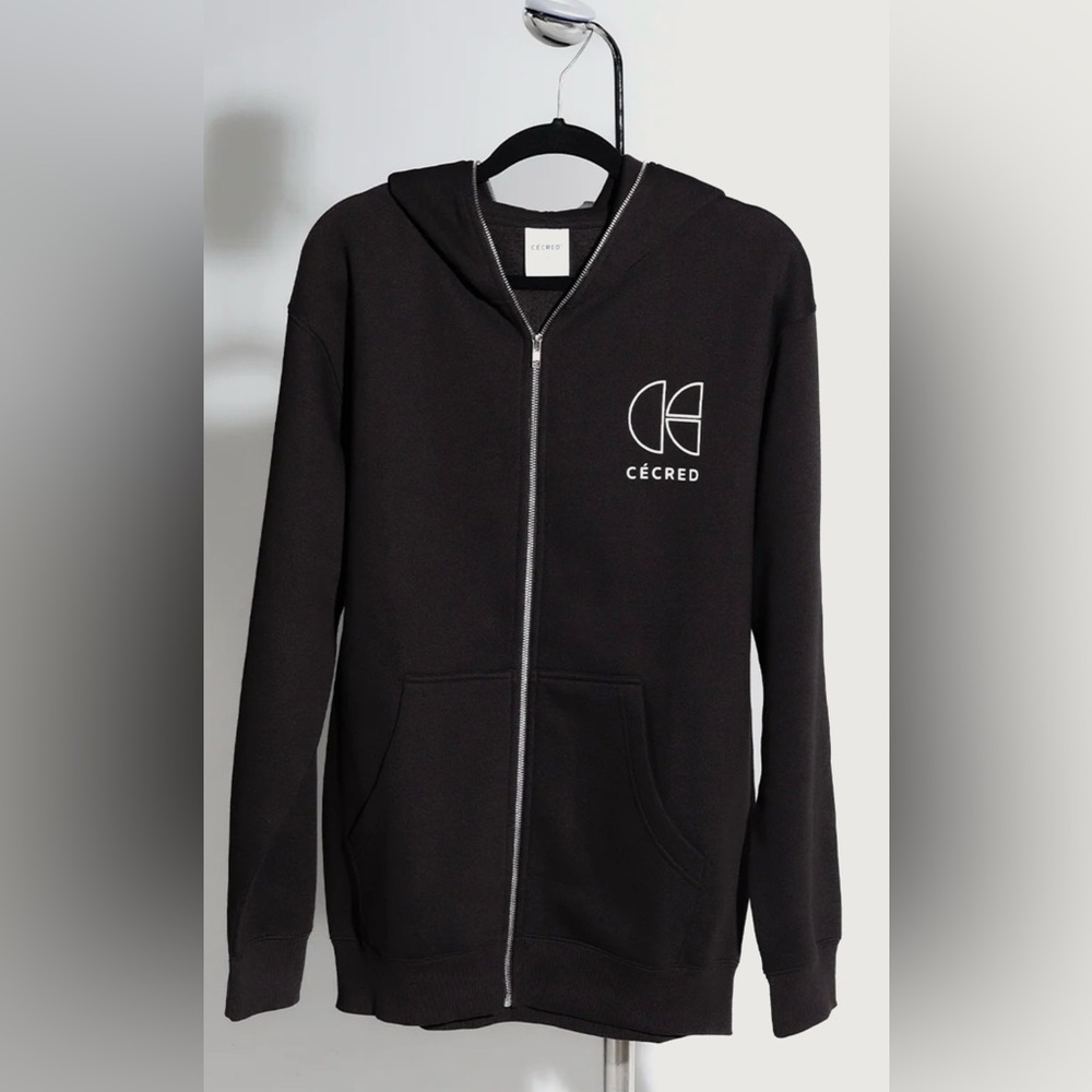 NWT CÉCRED Black Full Zip-Up Unisex Hoodie size L/XL